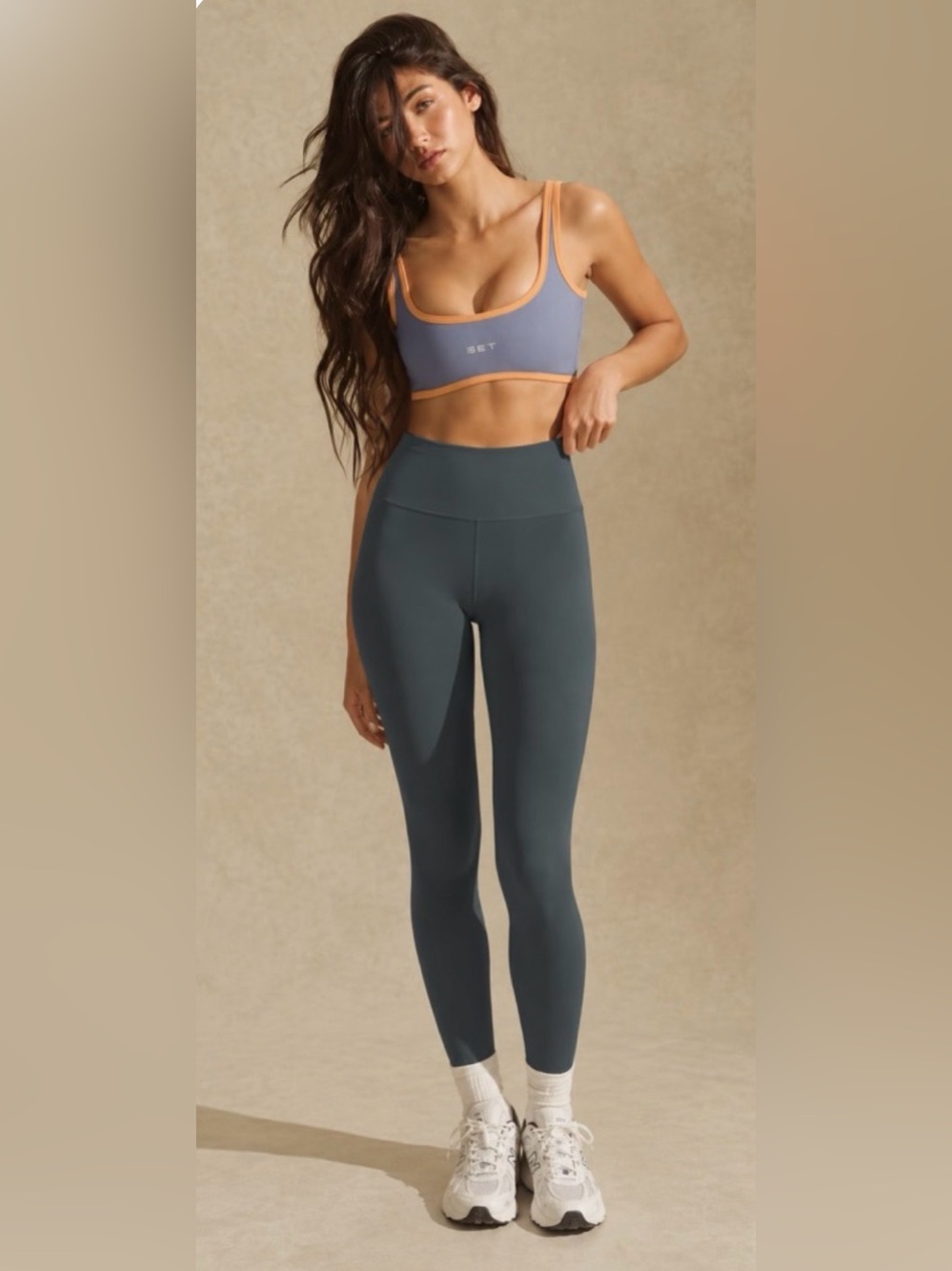 Set Active High Rise Leggings Gray Blue Sz M Women’s Activewear Athletic Lounge